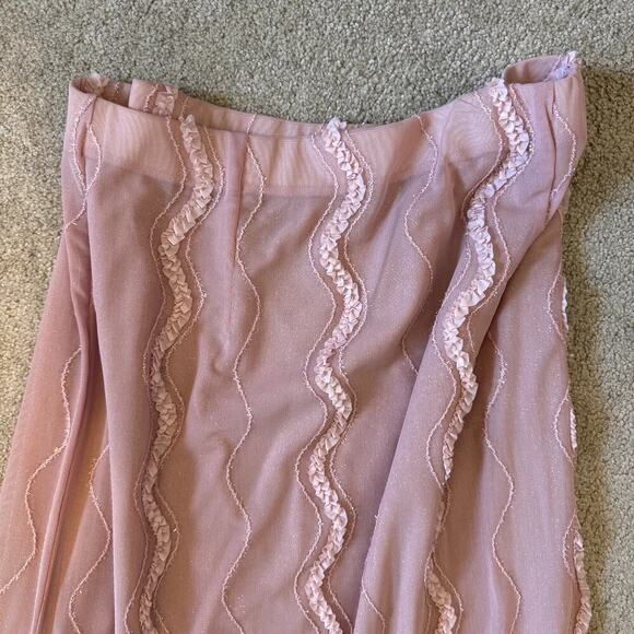 Pink Fairycore Asymmetrical Hem Midi Skirt Women's XL - Picture 5 of 6